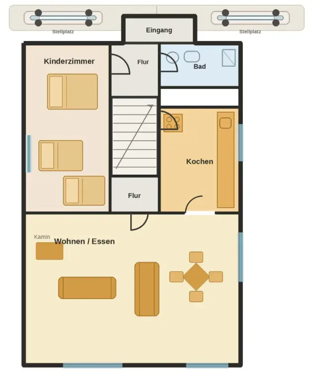 Grundriss des Ferienhauses – Ebene 1